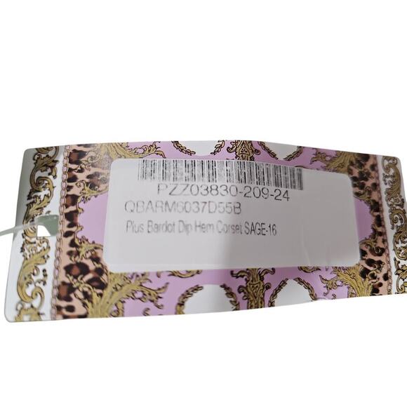 Boohoo Plus Bardot Dip Hem Corset Sage Size 12 NWT - Picture 7 of 7